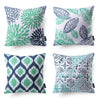 New Living Series Double-Sided Design Decorative Throw Pillow Cover, 18" X 18", Cyan/Blue, 4 Pack