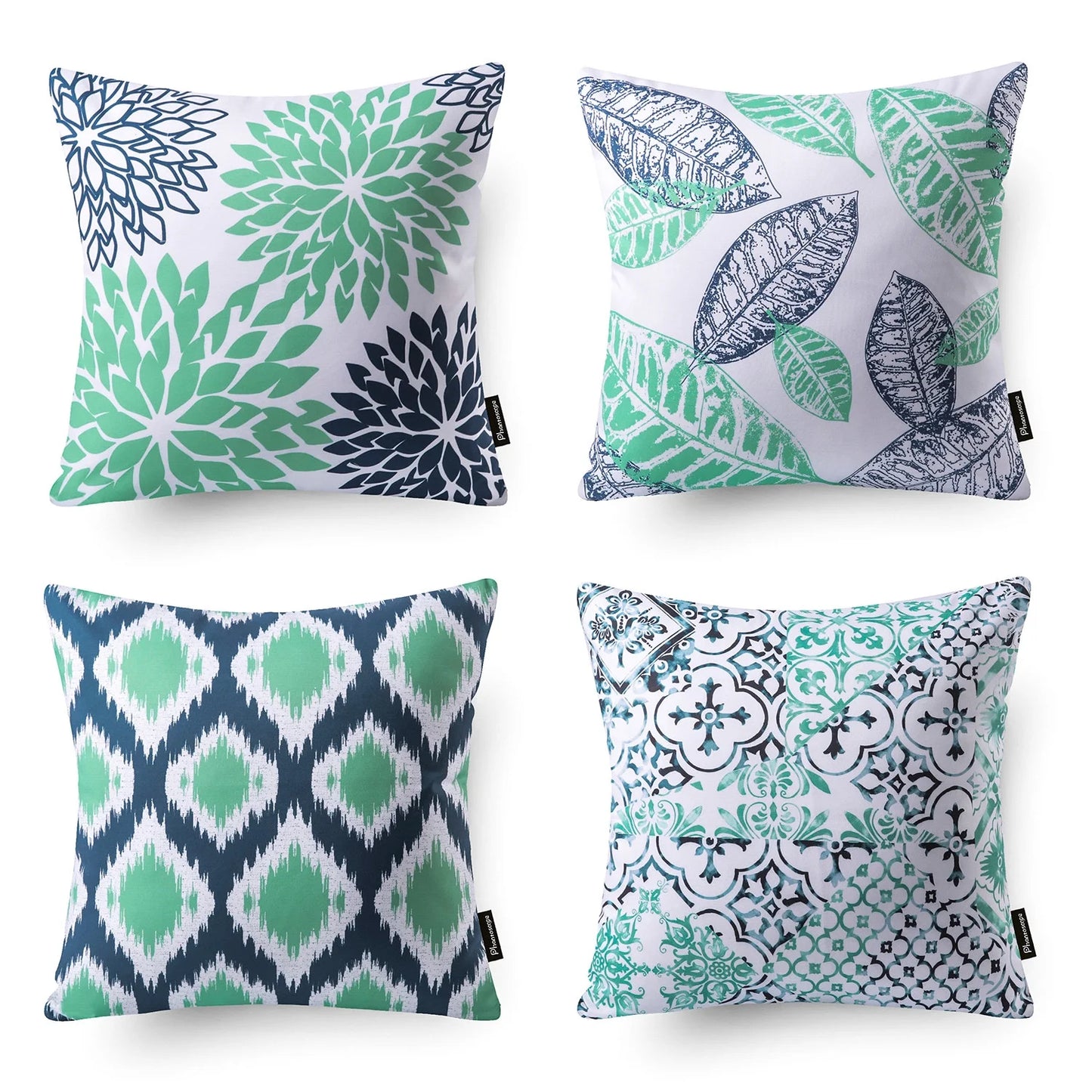 New Living Series Double-Sided Design Decorative Throw Pillow Cover, 18" X 18", Cyan/Blue, 4 Pack
