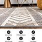 Distressed Geometric Indoor/Outdoor Beige Runner Rug Modern Tribal Stripe, Durable Stain Resistant Low Profile Perfect for Patio, Backyard, Deck and Outdoor Lounge 2' X 7'