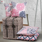 New Living Series Double Side Design Decorative Throw Pillow Cover, 18" X 18", Blue Pink, 4 Set