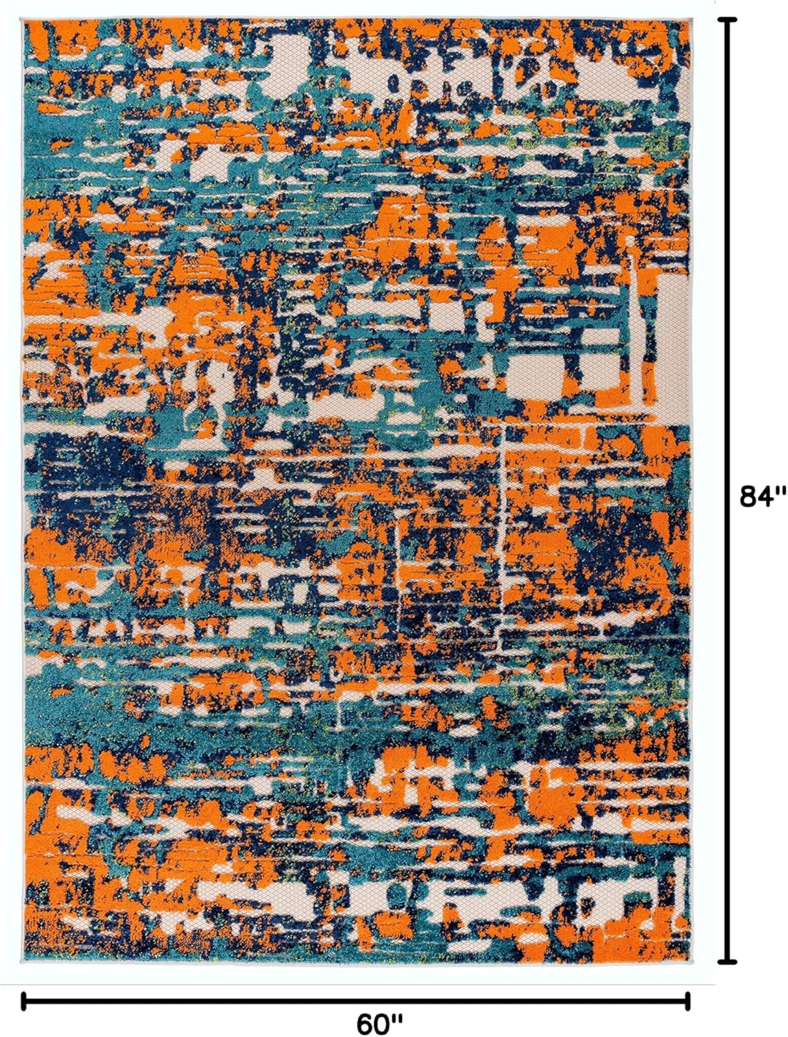 Contemporary Distressed Abstract Indoor/Outdoor Area Rug 5' X 7' Multi