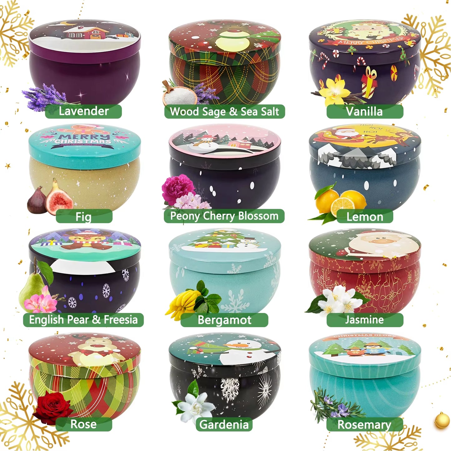 6/12Packs of Scented Candles, Christmas Candles, Candles, 2.5 Ounces (About 70.9 Grams) Scented Candles, Christmas Gifts, Gifts