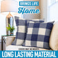 Pack of 2 Buffalo Plaid Throw Pillow Covers - Farmhouse Porch Pillows Outdoor & Indoor Covers - Polyester Buffalo Plaid Pillow Covers (16X16 Inch, Dark Blue & White)