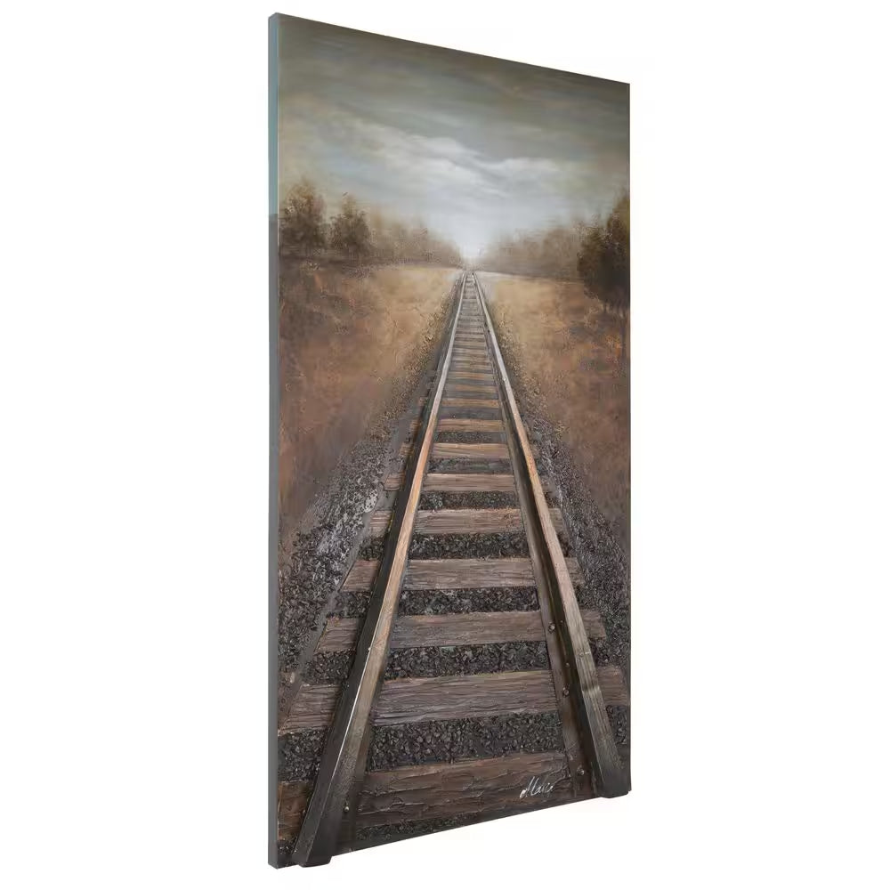 66 In. X 37 In. "Vanishing into the Distance" Hand Painted Contemporary Artwork