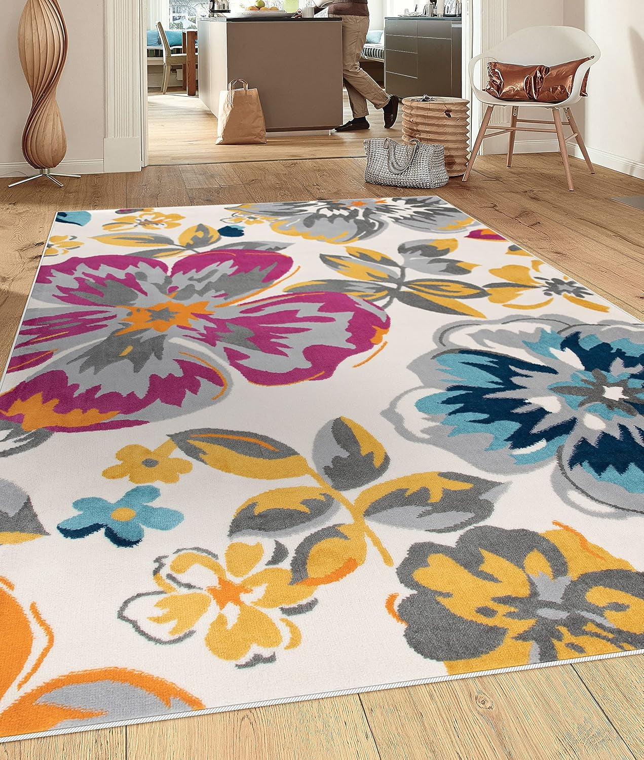 Modern Floral Area Rugs 3'1" X 5' Multi