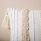 Boho Woven Tufted with Tassel Series Decorative Throw Pillow, 12" X 20", Cream White Stripe, 1 Pack