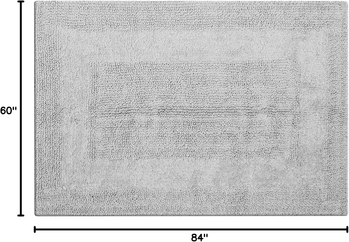 Cotton Reversible Bathmat Rug Set of 2, 21X32/17X24 Inches - Light Grey, Luxury Dual Flip Ultra Soft Washable Bath Rugs Ideal for Hotel Quality, Spa Style, Toilet | Fast Drying Thick Mat for Bathroom