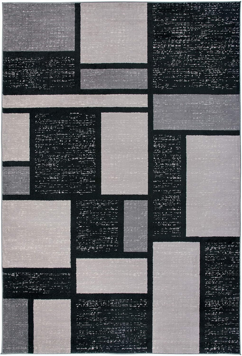 Contemporary Modern Boxes Design Soft Indoor Area Rug 7'10" X 10'2" Gray