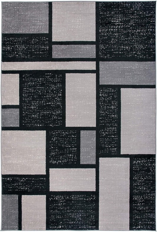 Contemporary Modern Boxes Design Soft Indoor Area Rug 7'10" X 10'2" Gray