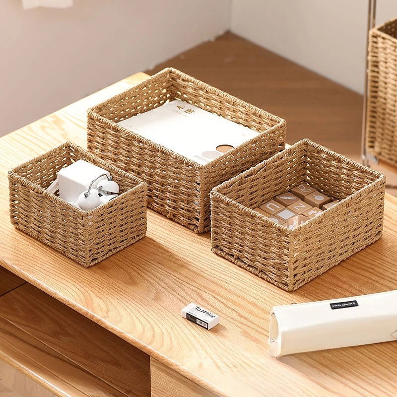 3Pcs/Set Wicker Baskets for Organising Pack of Nesting Storage Baskets for Shelves Wicker Storage Baskets for Bathroom Shelf
