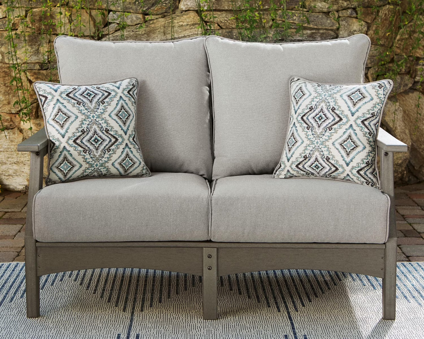 Contemporary Visola Outdoor Loveseat with Cushion Gray