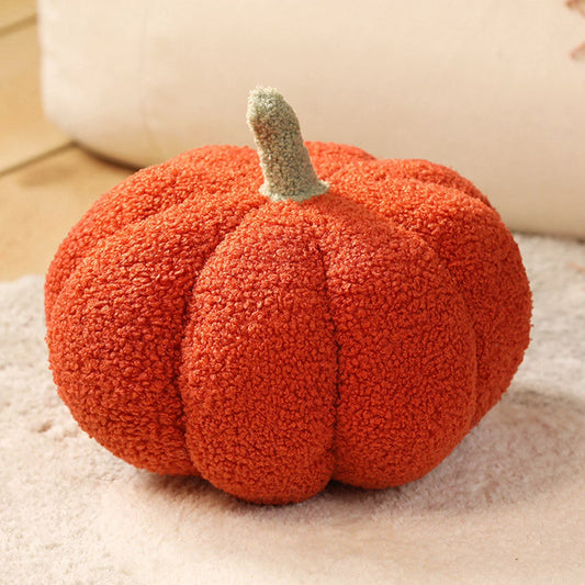 Faux Fur Pumpkin Throw Pillows Halloween Pillow Cute 3D Shaped Cushion Fluffy Pumpkin Plush Decorative for Couch, Ultra Soft Pumpkin Decorative Pillow Cushion Orange, 5 X 8 Inches