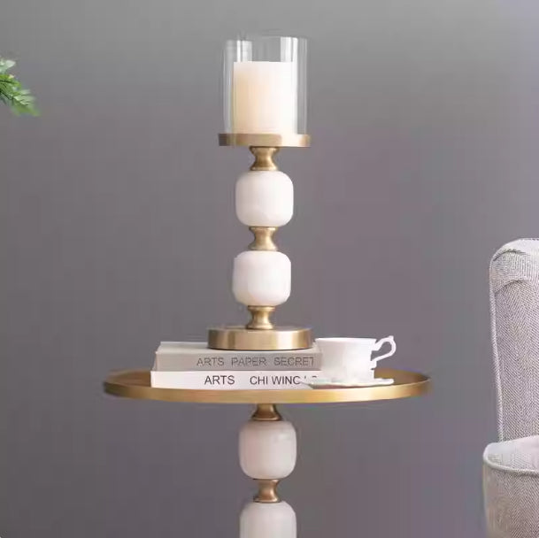 Aluminum Marble Candle Holder Decorative Piece
