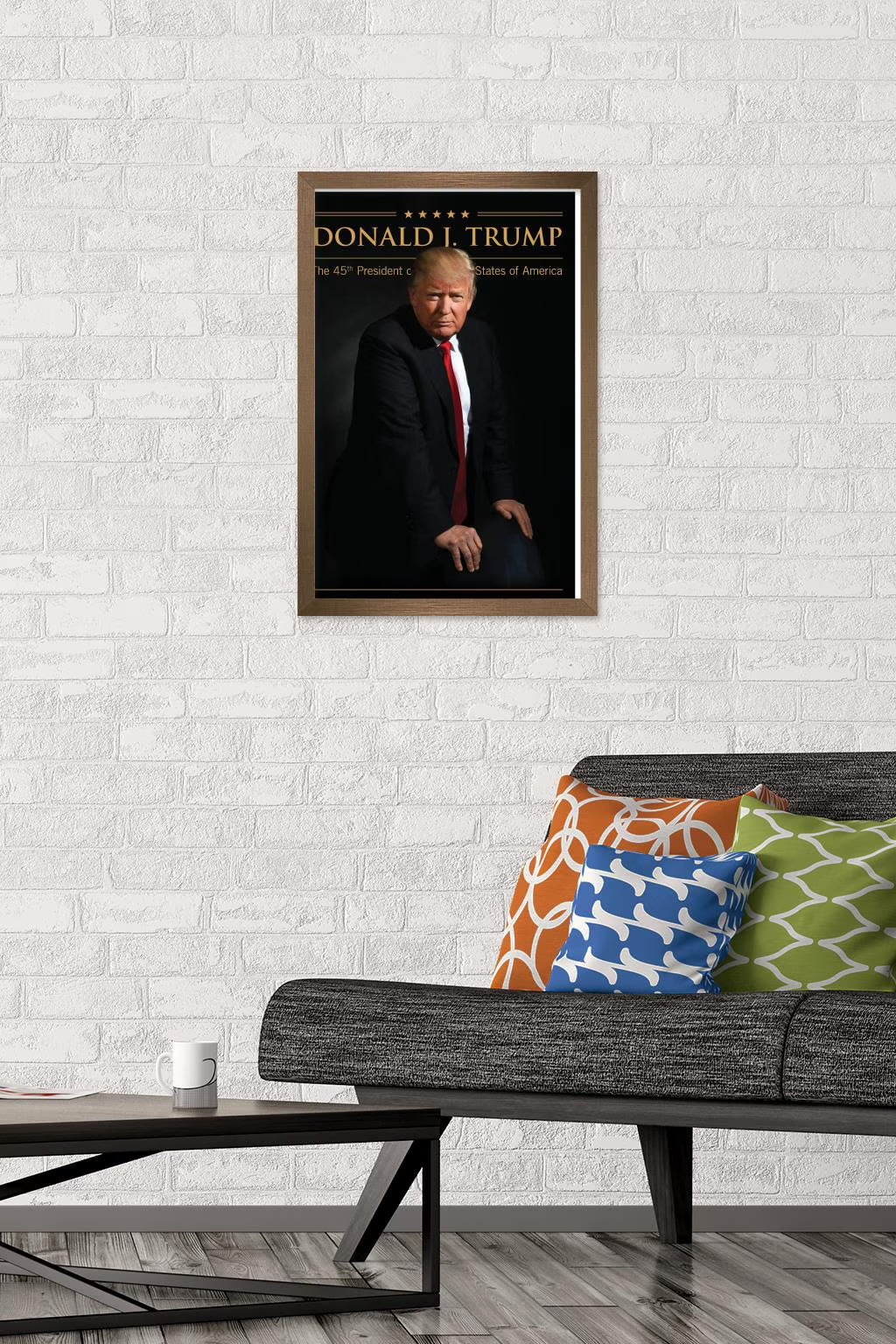 President Donald Trump Wall Poster 16.5" X 24.25" X .75" Bronze Framed Version