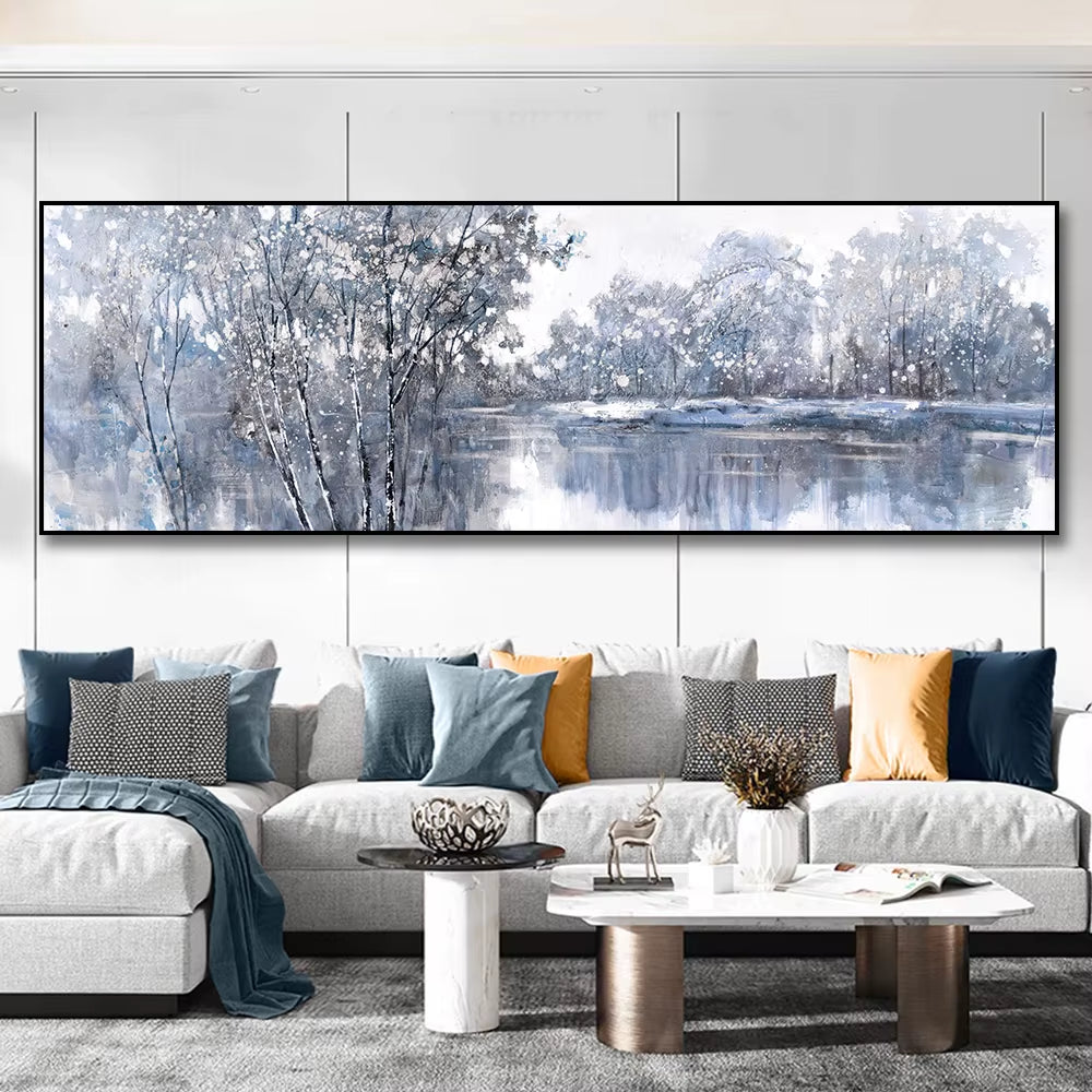 Abstract Landscape Oil Painting Posters and Prints Wall Art Canvas Painting Trees and Lakes Pictures for Living Room No Frame