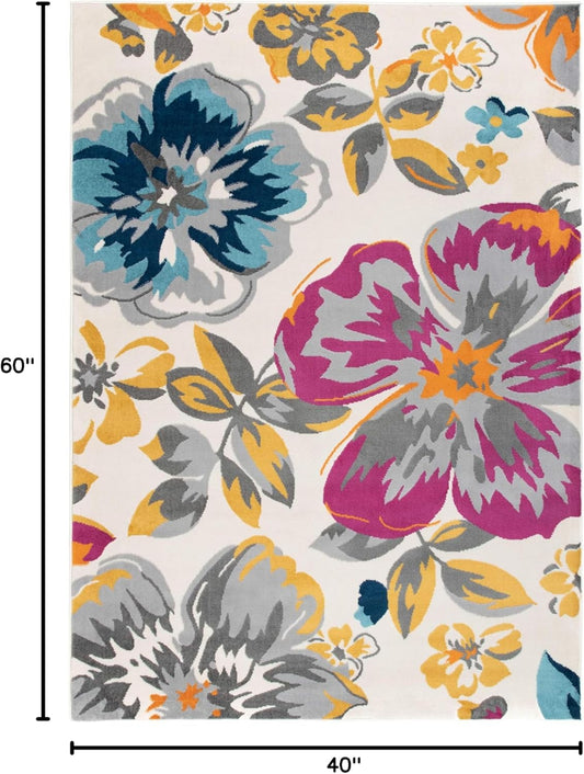 Modern Floral Area Rugs 3'1" X 5' Multi