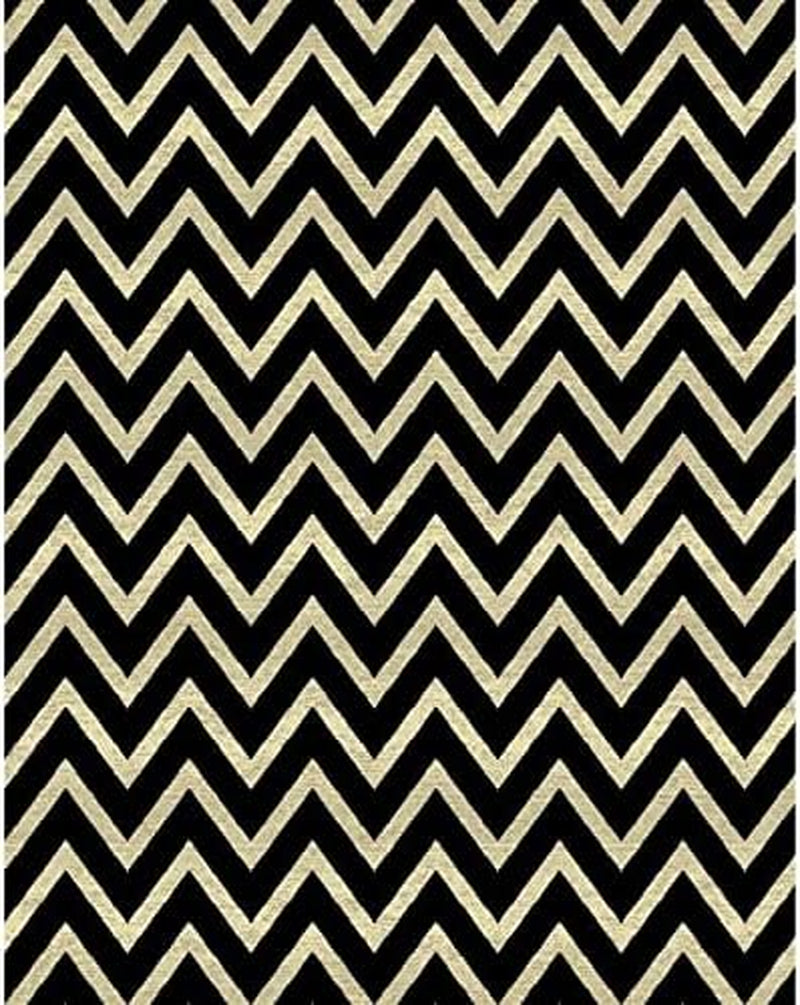 Premium Zig Zag Area Rug Stylish and Durable Living Room Bad Room Rug Pet-Friendly Design Easy-Clean Rug Long-Lasting Rug for Baby Large Black - 8X10