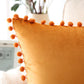 Pom Pom Velvet Series Decorative Throw Pillow, 18" X 18", Orange, 2 Pack
