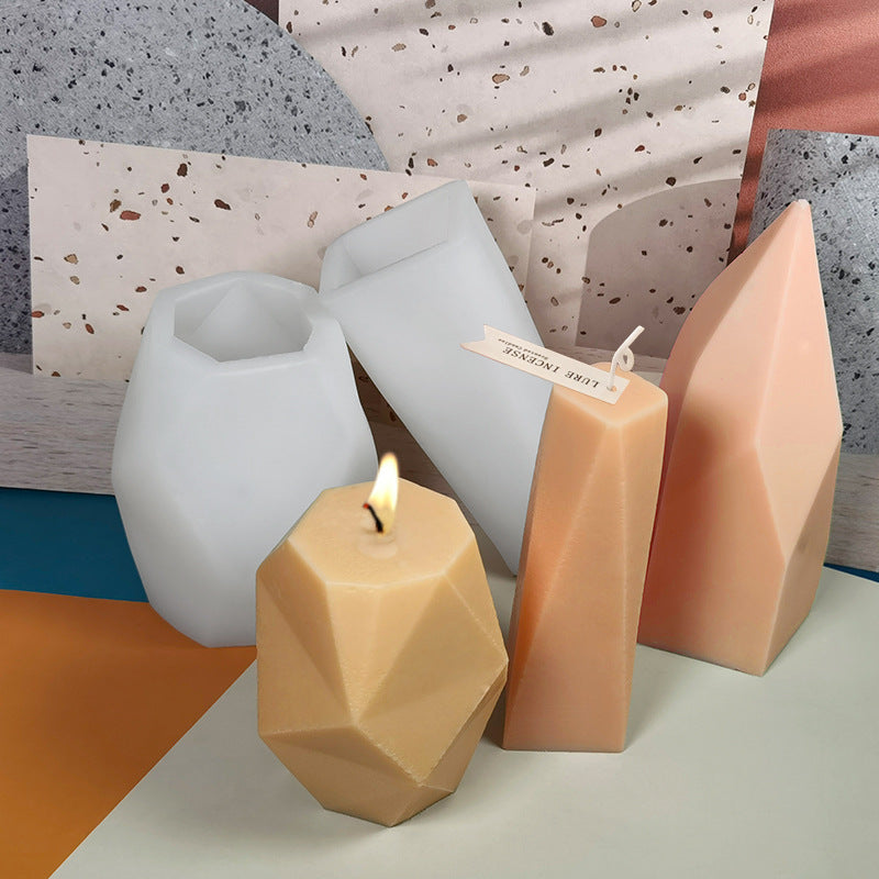 Geometric Stone Aromatherapy Candle Silicone Mold