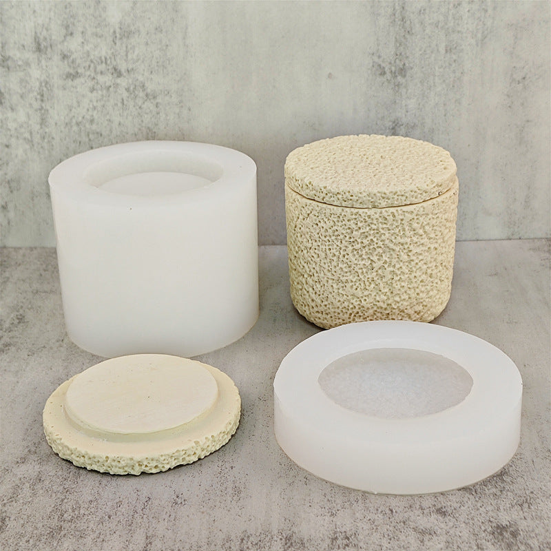 Round With Lid Candle Cup Silicone Mold