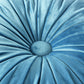 Set of 2 Pumpkin Pleated round Throw Pillows, Soft Velvet, Dusty Blue, 14.5" Diameter