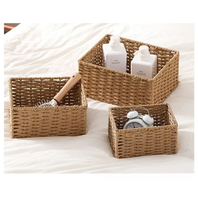 3Pcs/Set Wicker Baskets for Organising Pack of Nesting Storage Baskets for Shelves Wicker Storage Baskets for Bathroom Shelf