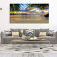 Tropic Beach Sunset Canvas Art - Large Palm Tree Ocean Landscape 29" X 58