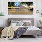 Tropic Beach Sunset Canvas Art - Large Palm Tree Ocean Landscape 29" X 58
