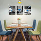 Canvas Wall Art for Kitchen Wall Decor for Dining Room Black and White Wine Glasses Painting Modern Blue Wine Canvas Art Prints Ready to Hang Pictures for Restaurant Home Decorations 12X16 3 Piece