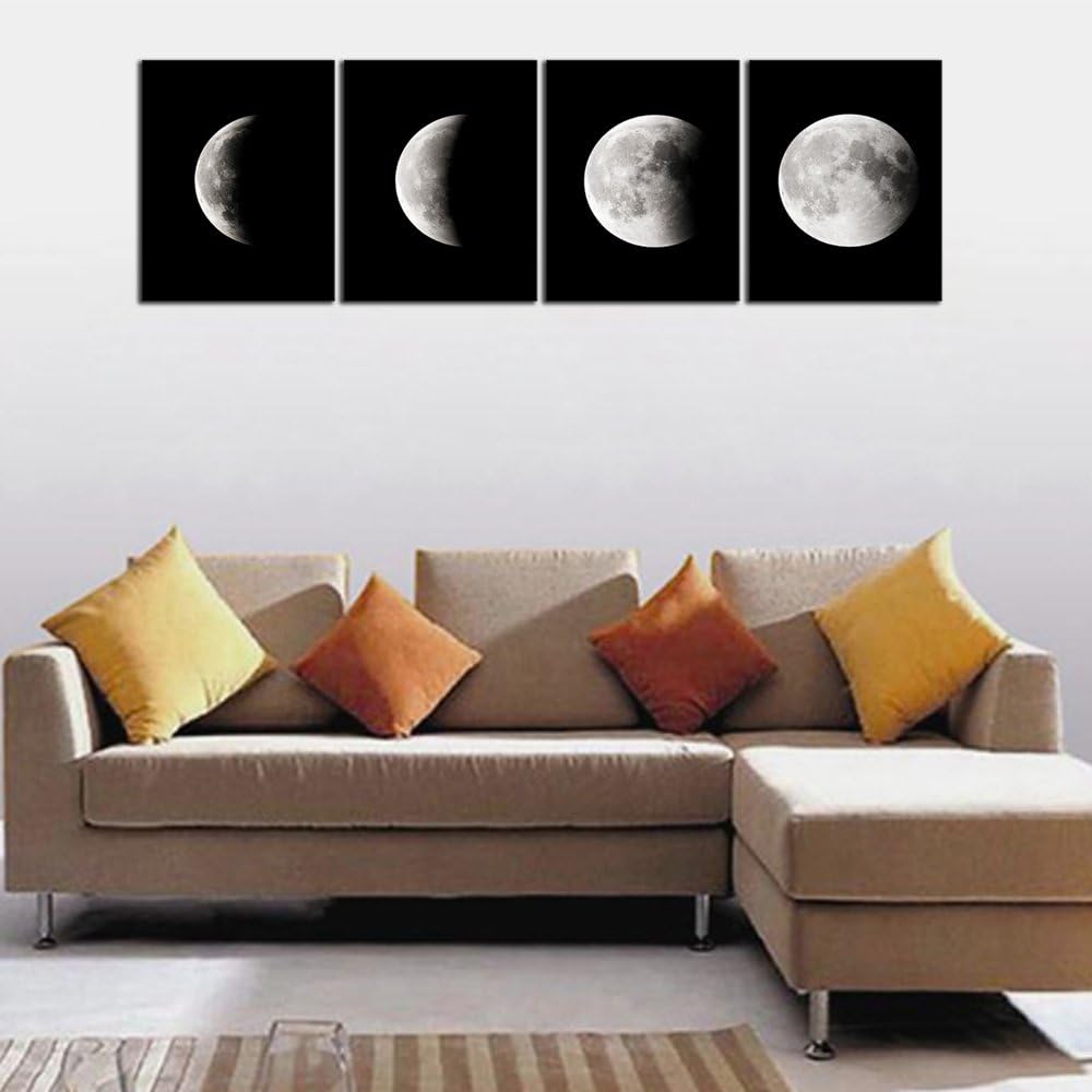 Moon Large Modern Giclee Canvas Prints Artwork Abstract Space Pictures Paintings on Stretched and Framed Canvas Wall Art Ready to Hang for Living Room Bedroom Home Office Decorations