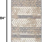 Distressed Geometric Indoor/Outdoor Beige Runner Rug Modern Tribal Stripe, Durable Stain Resistant Low Profile Perfect for Patio, Backyard, Deck and Outdoor Lounge 2' X 7'