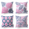 New Living Series Double Side Design Decorative Throw Pillow Cover, 18" X 18", Blue Pink, 4 Set