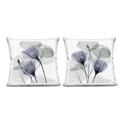Fading Florals and Herbs Green Abstract Polyester 18 In. X 18 In. Throw Pillow Set of 2