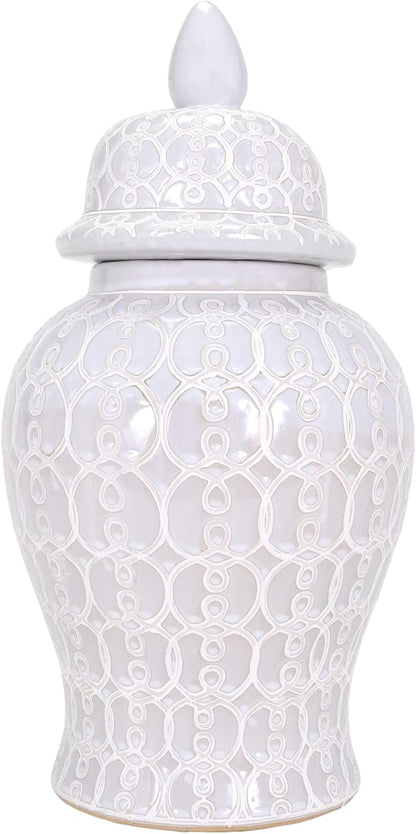 Hand Crafted and Hand Painted Ellery Jar, Multi-Tonal Shades of Cream, Taupe, & Gray
