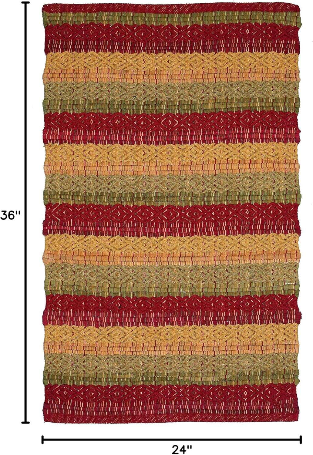 Cotton Diamond Weave 24X36 Inch Red Combo Area Rug, Indoor/Outdoor, Machine Washable, Hand Woven, Living Room & Kitchen Entryway