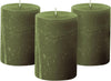 3X4 Inch Dark Moss Green Pillar Candles Set of 3, Rustic Texture, Unscented Green Candles, Dripless Candles, 3 Inch Pillar Candles for Wedding Parties Spas Dinner Home Decoration Church