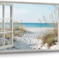 Window Beach Framed Wall Art Canvas Large Tropical Coastal Sea Landscape 48"X24"