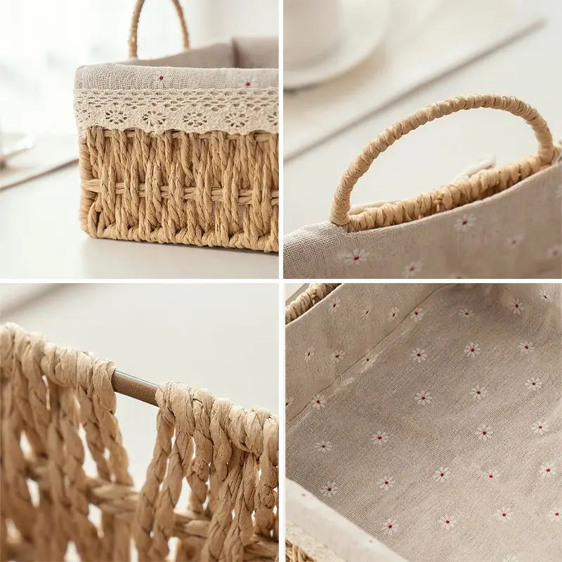 Wicker Baskets Storage Baskets Sundries Organizer with Lid Bathroom Clothes Laundry Basket Household Towel Toys Container Basket