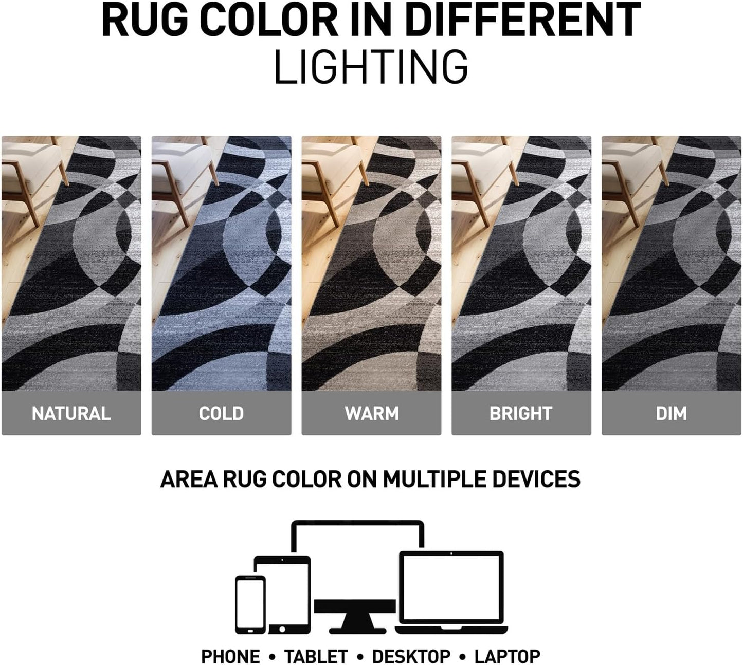 Contemporary Abstract Circles Perfect for High Traffic Areas of Your Living Room,Bedroom,Home Office,Kitchen Runner Rug 2' X 7' Gray