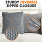 Knit Throw Pillow - Decorative Chunky Knit Pillow for Couch & Bed - Machine Washable - 18" - Gray