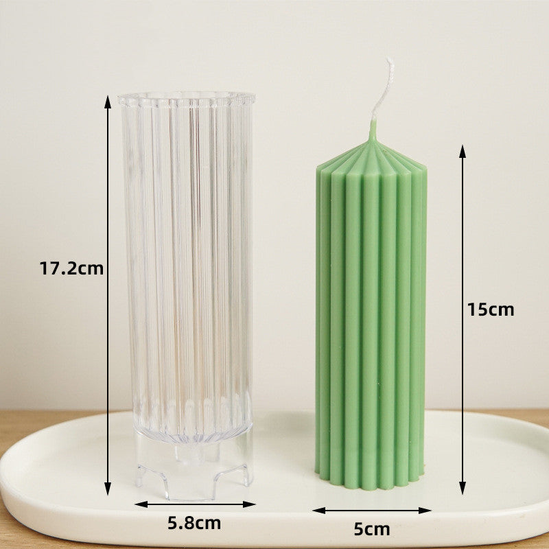 Vertical Striped Cylindrical Acrylic Computer Plastic Candle Mold