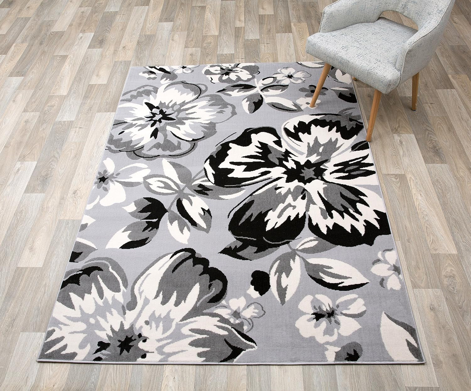 Modern Floral Area Rugs 9' X 12' Gray