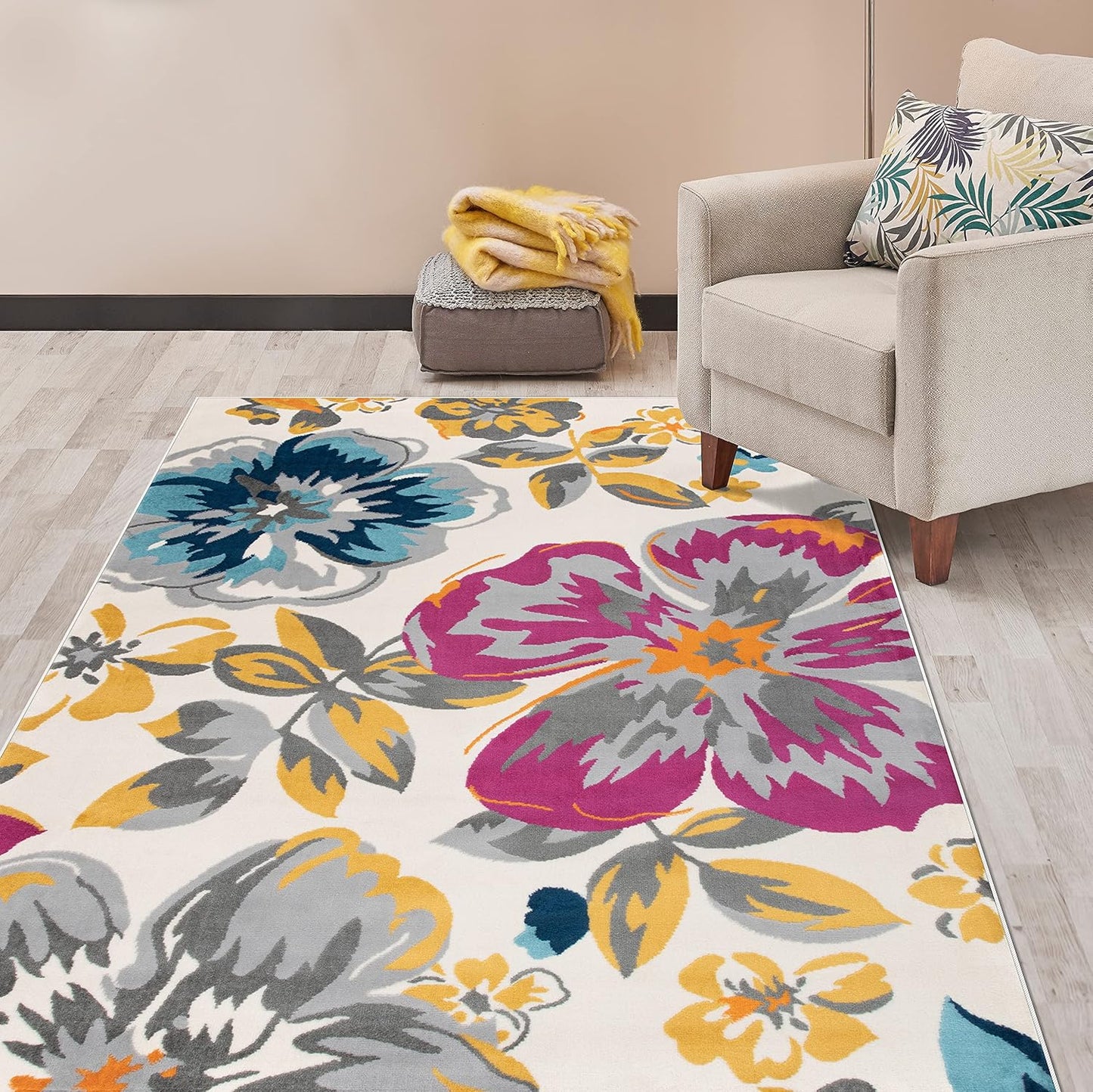 Modern Floral Area Rugs 3'1" X 5' Multi