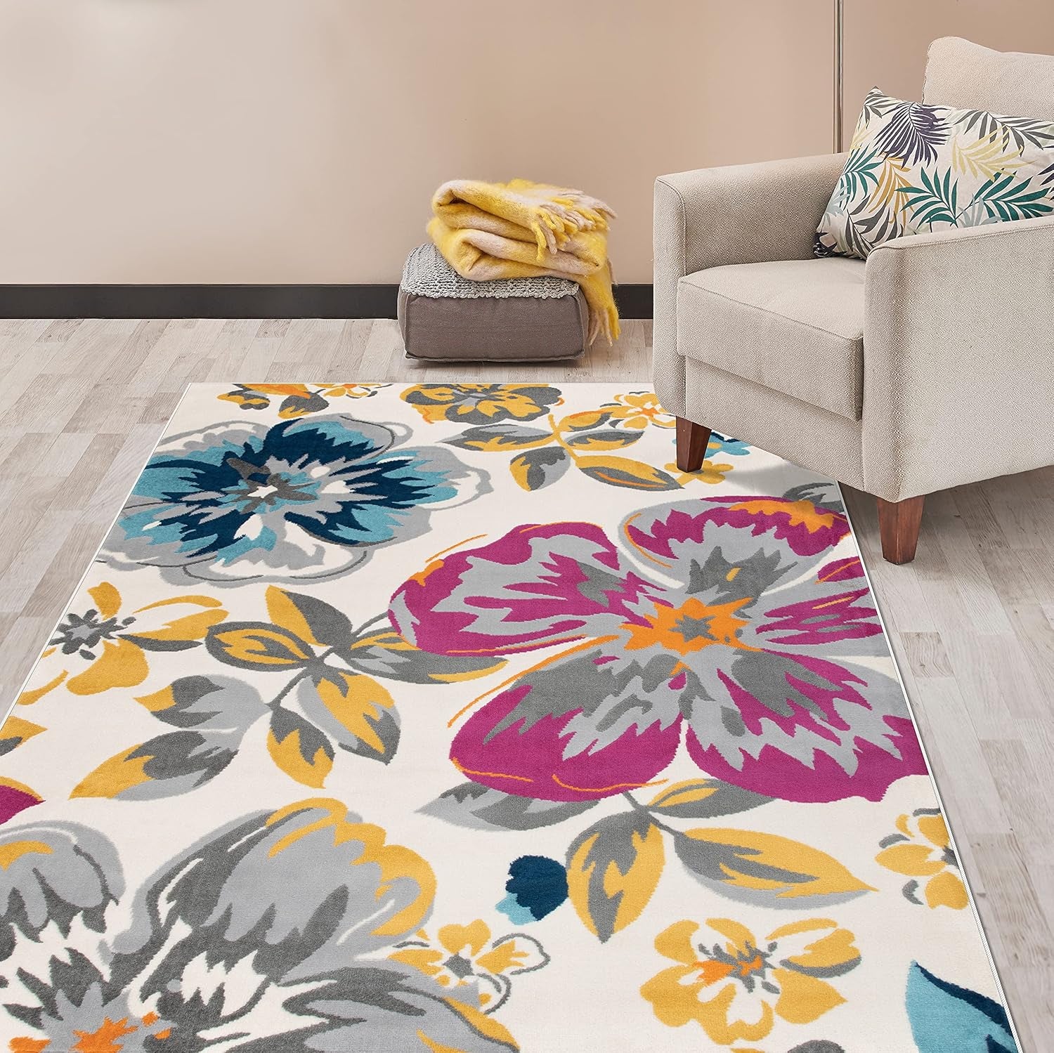 Modern Floral Area Rugs 3'1" X 5' Multi