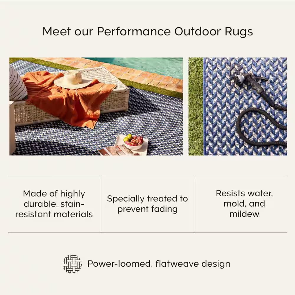 Kandace Tribal Blue 5 Ft. X 8 Ft. Indoor/Outdoor Patio Area Rug