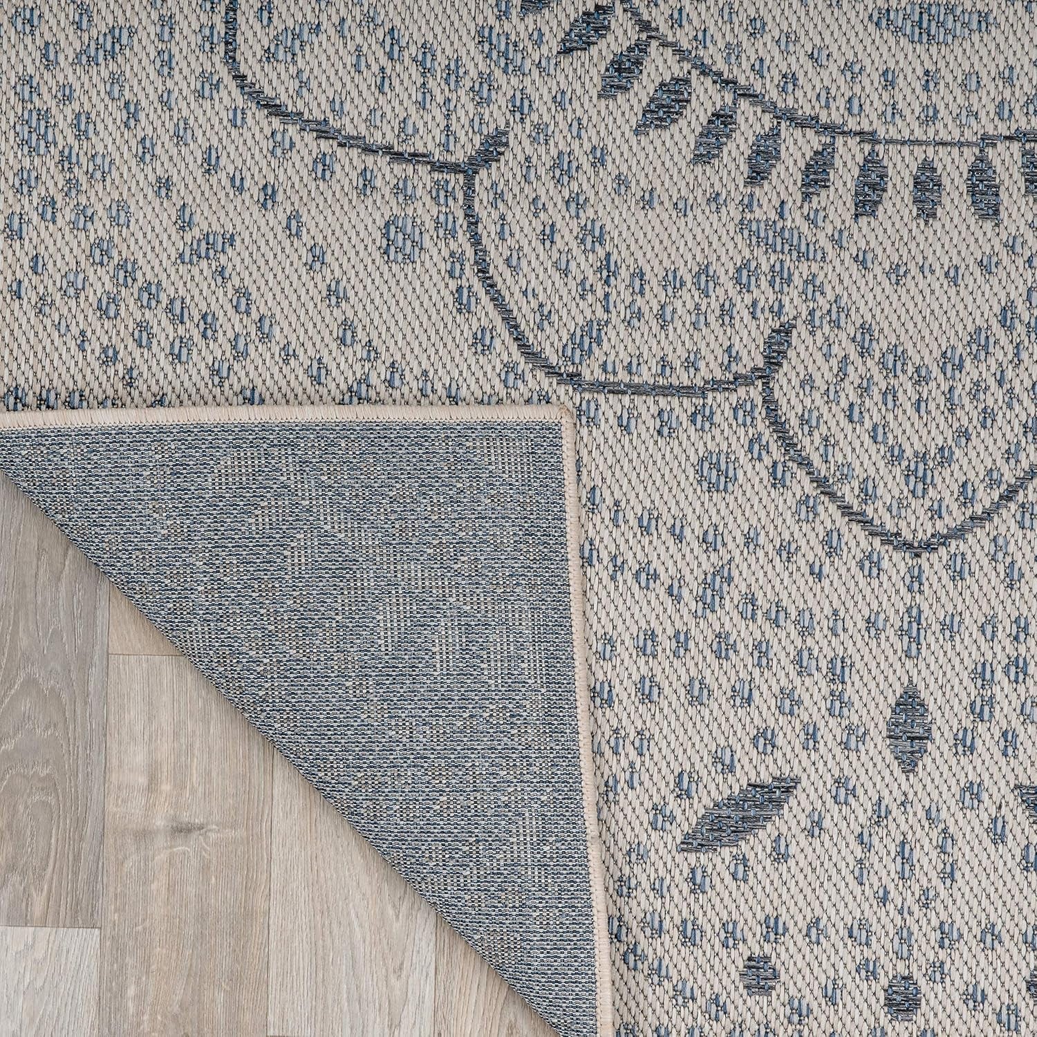 Medallion Easy Cleaning for Patio/ Deck Rugs,Balcony Rugs Indoor/Outdoor Area Rug 5' X 7' Cream