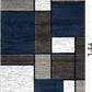 Modern Geometric Boxes Navy Area Rug, Non-Shedding Carpet for Living Room, Bedroom, or Dining Room, 5'3" X 7'3"