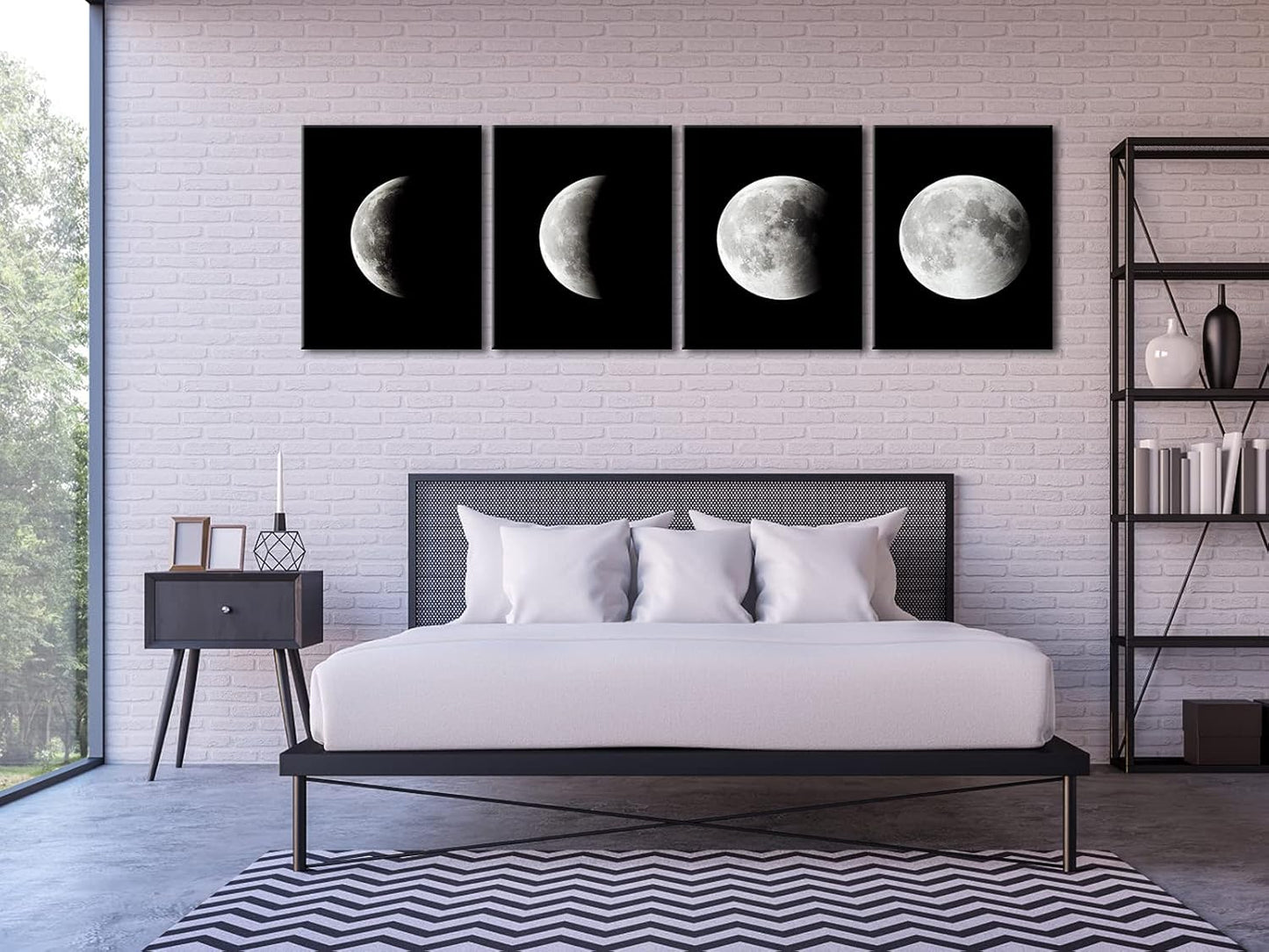 Moon Large Modern Giclee Canvas Prints Artwork Abstract Space Pictures Paintings on Stretched and Framed Canvas Wall Art Ready to Hang for Living Room Bedroom Home Office Decorations