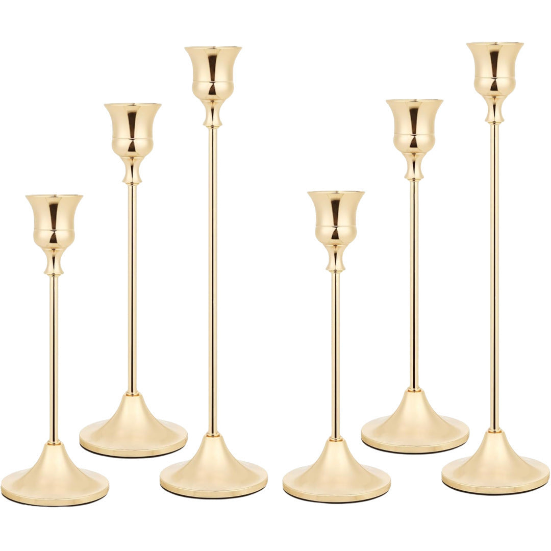European Style Dining Table Golden Candle Holder