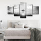 Black and White Wall Art Christian Wall Decor for Living Room Religious Jesus Cross Pictures Prints Church Home Bedroom Spiritual Artwork Decorations 60" W X 32" H 5 Pieces
